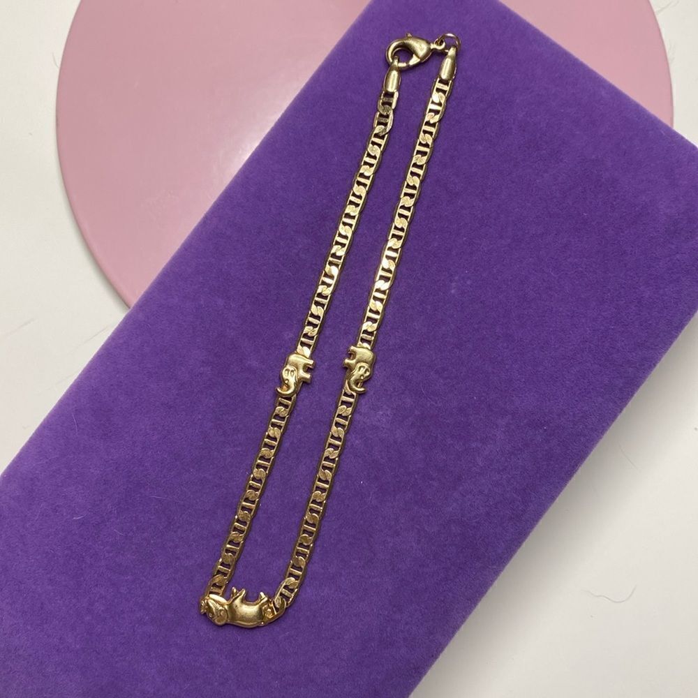 💛 Classic Gold Plates Elephant Bracelet / Anklet